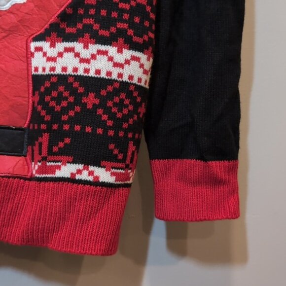 Ugly Christmas Sweater Fleece Llama Holiday Party Funny Drink Holder Pocket Knit - Picture 8 of 13